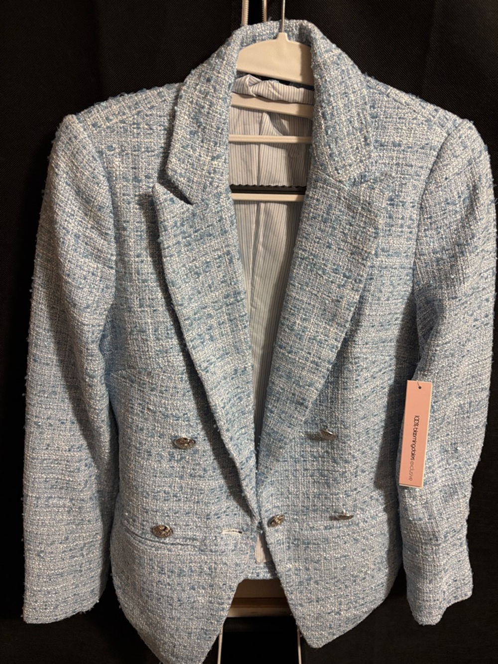 Bloomingdale's XS Light Blue Tweed Jacket